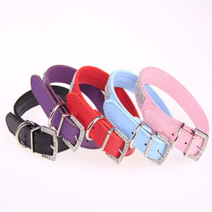 Bling Rhinestone Leather Collar